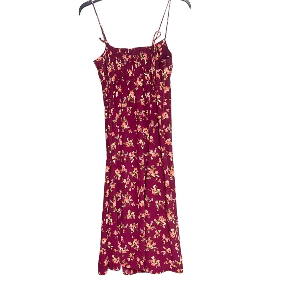 Wild Fable Burgundy Floral Spaghetti Strap Midi Dress Size M